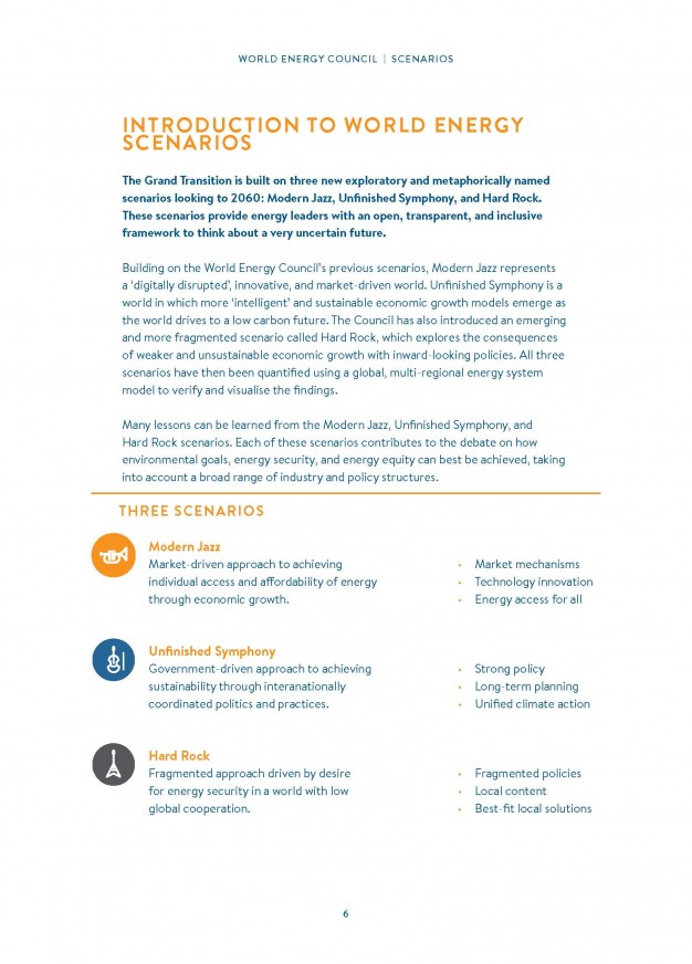 Three world energy scenarios 2016